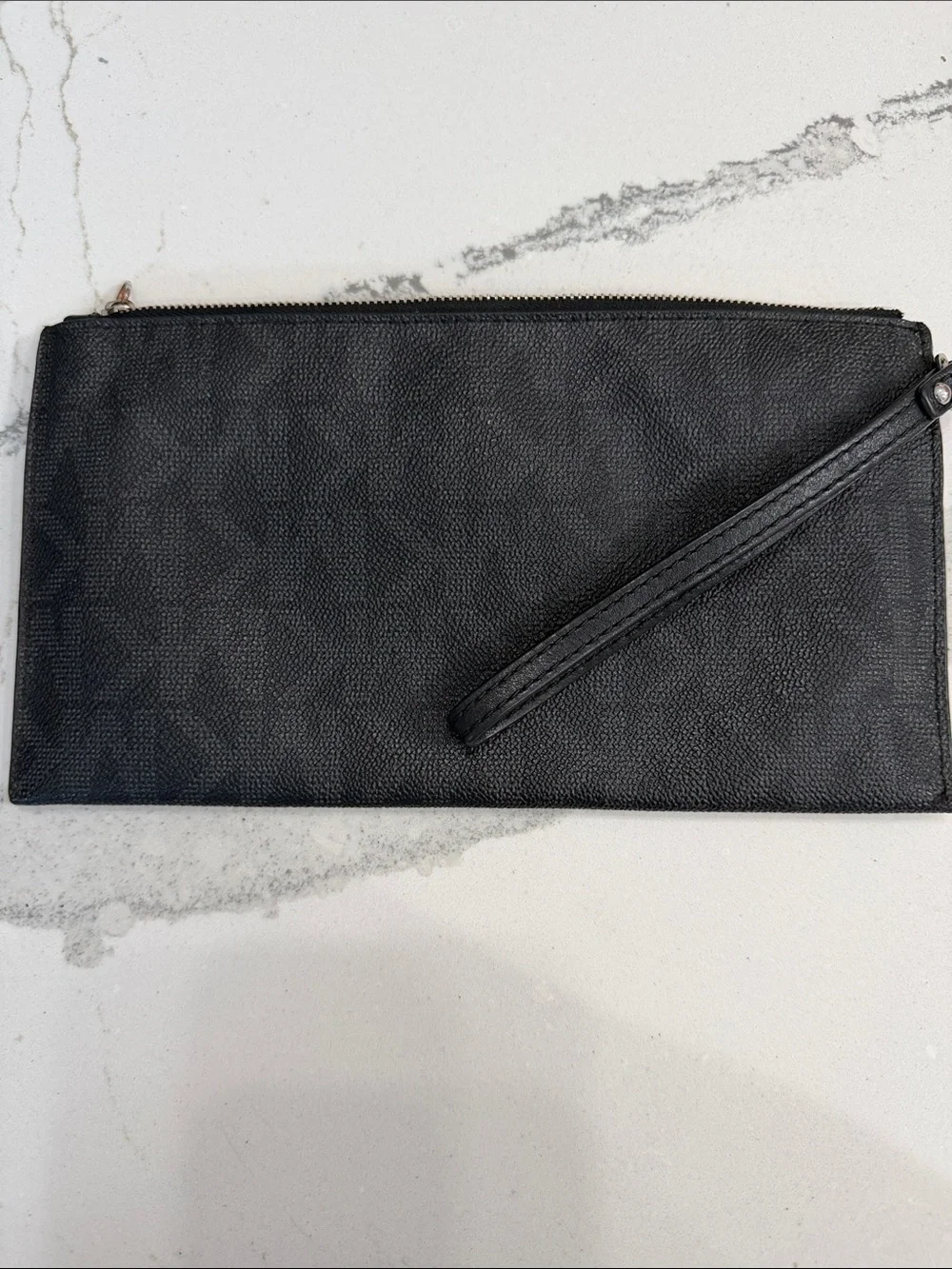 Michael Kors Black Leather Monogram Wristlet Clutch